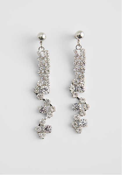 Mixed Pattern Diamante Drop Earrings