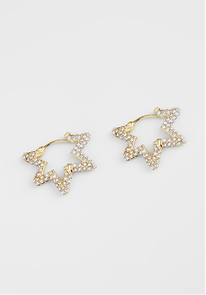 Diamante Star Hoop Earrings