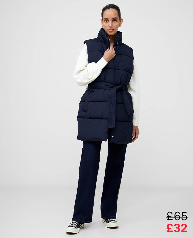 Funnel Neck Belted Gilet