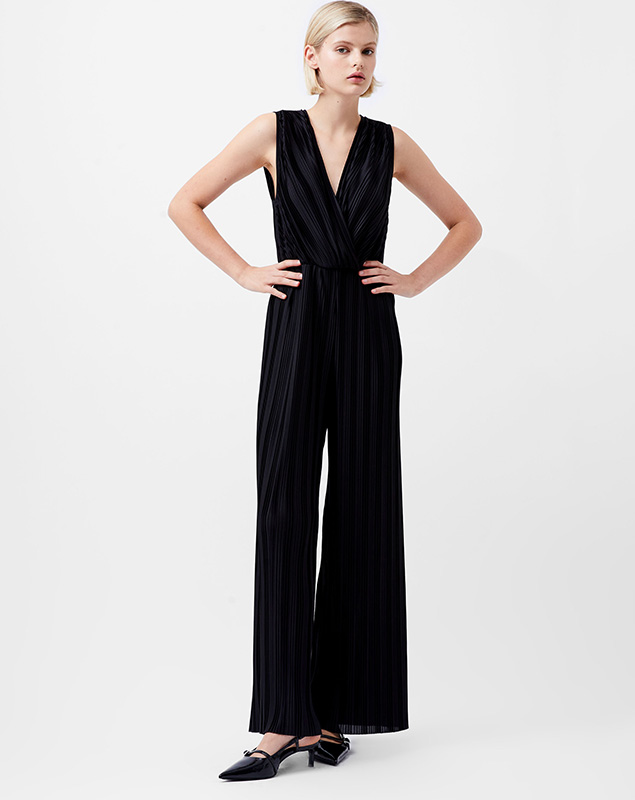 Ronnie Pleated V-Neck Jumpsuit