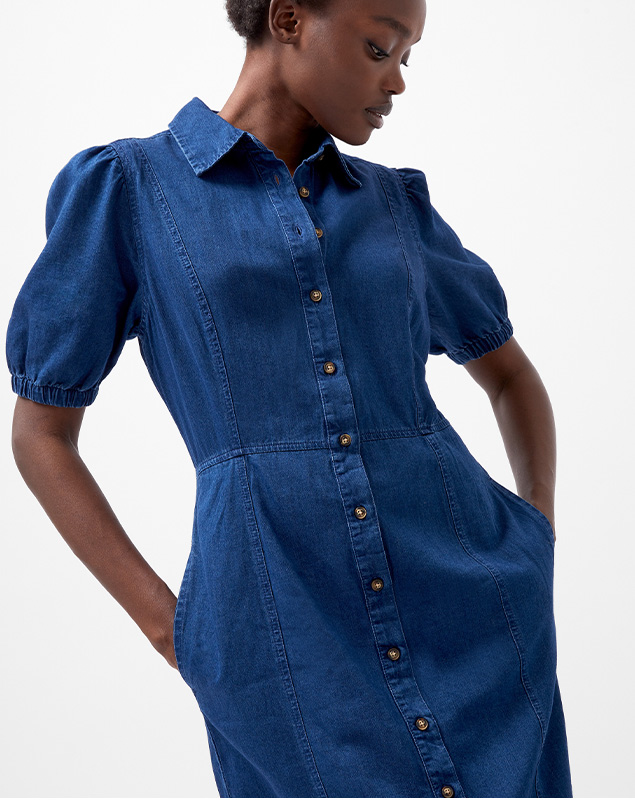 Chambray Button Through Shirt Dress