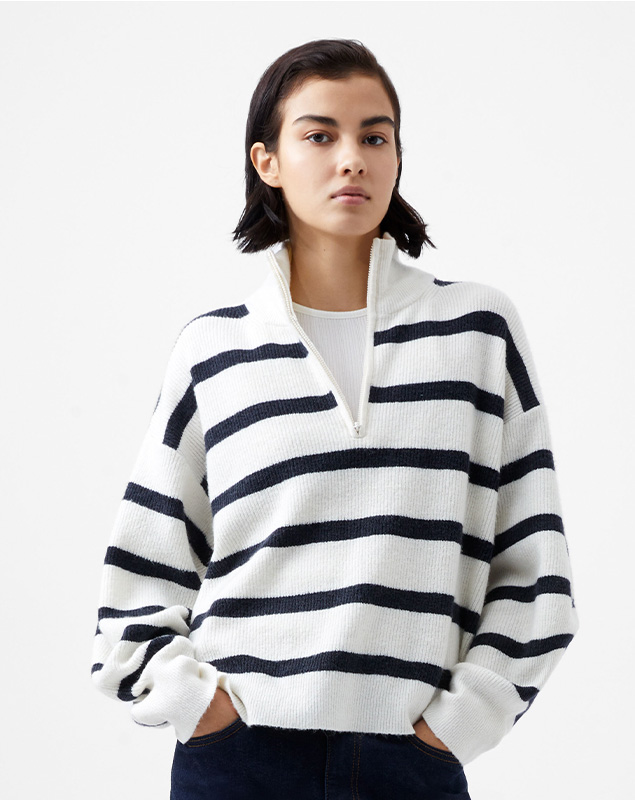 Vhari Recycled Stripe Half Zip Jumper