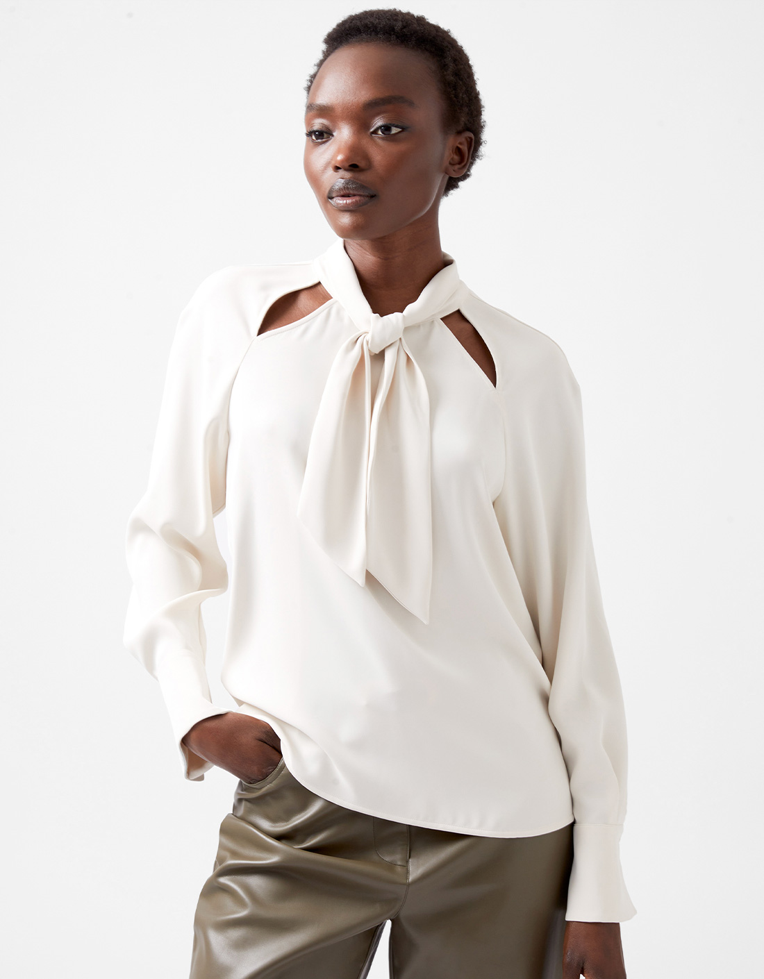 Carmen Recycled Crepe Tie Blouse