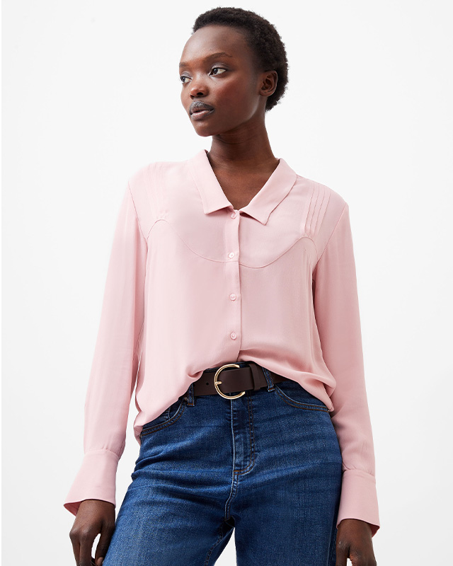 Cecile Crepe Pin Tucks Shirt