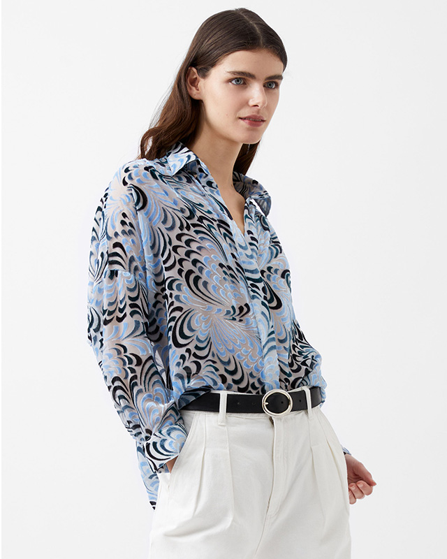 Diandra Devore V-Neck Button Through Popover Shirt