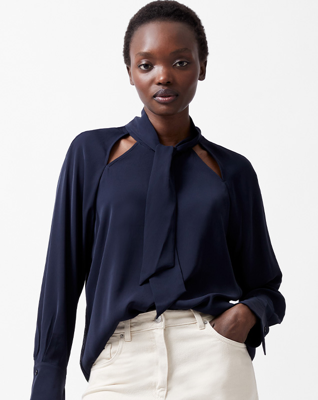 Carmen Recycled Crepe Tie Blouse