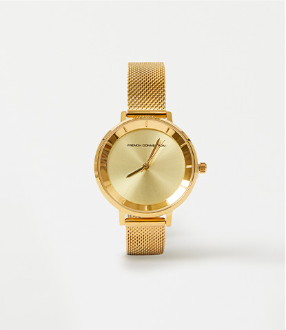 Gold Tone Mesh Bracelet Watch