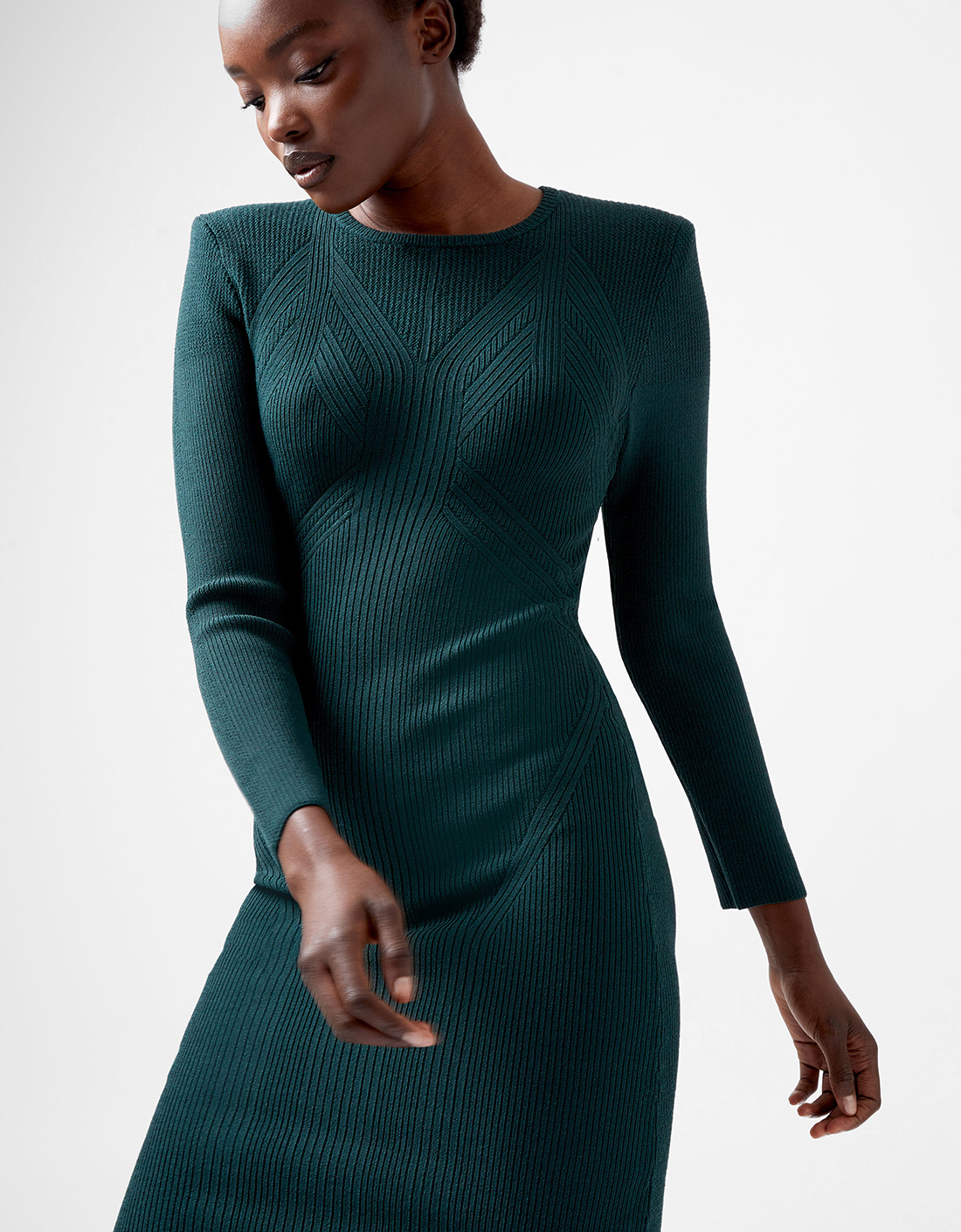 Kairi Rib Long Sleeve Midi Dress