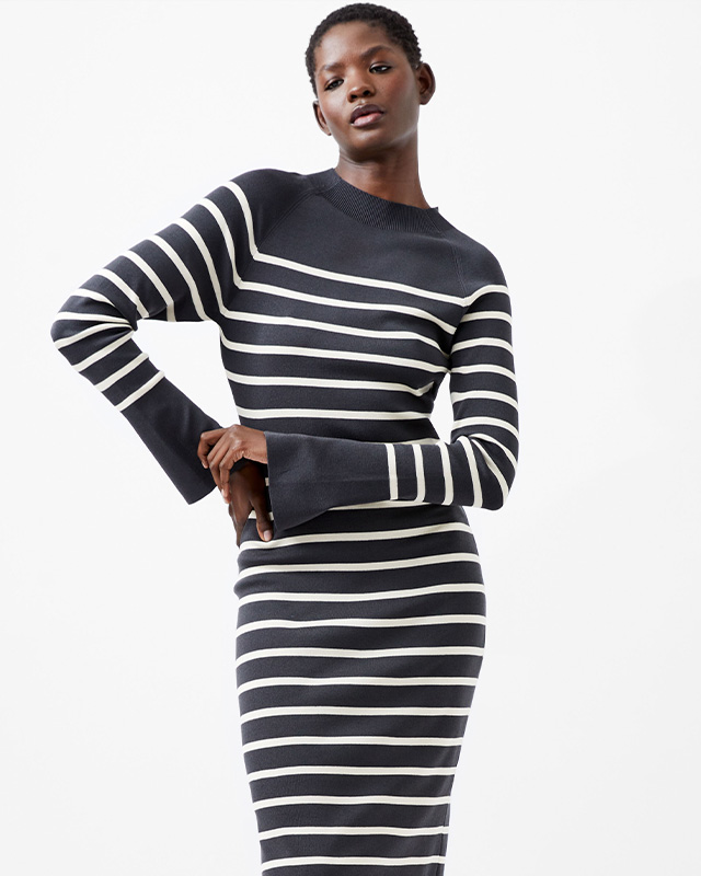 Milena Striped Knit Midi Dress