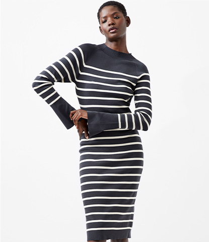 Milena Striped Knit Midi Dress