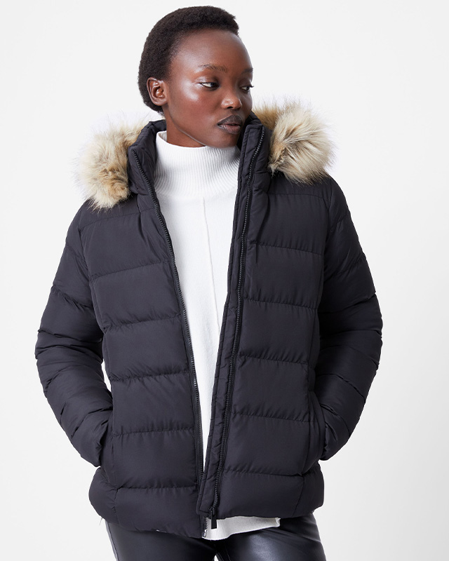 Faux Fur Hooded Puffer Jacket