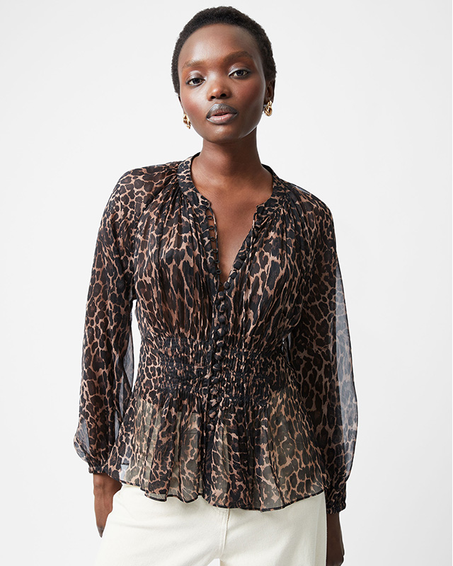 Emina Chiffon Leopard Print Top