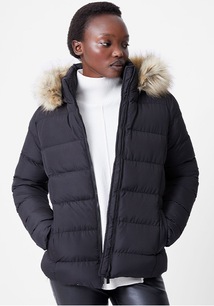 Faux Fur Hooded Puffer Jacket