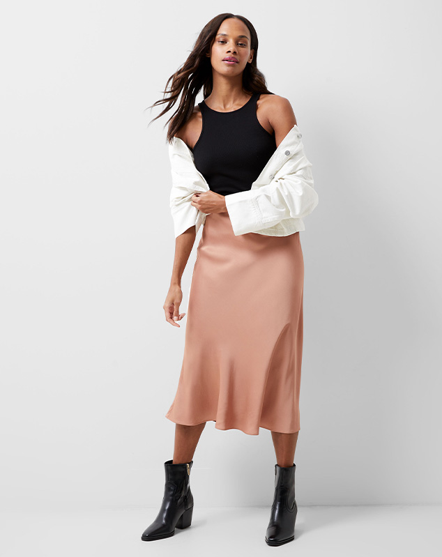 Ennis Satin Midaxi Slip Skirt