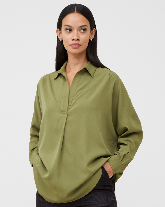 Rhodes Recycled Crepe Popover Shirt