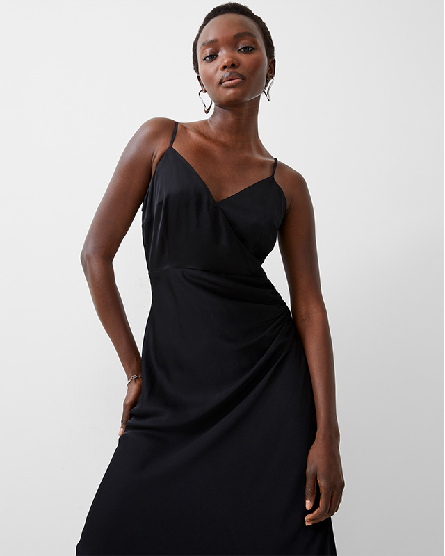 Ennis Eco Satin Slip Midi Dress