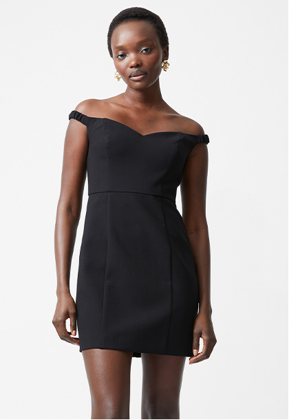 Azra Twill Sweetheart Bardot Mini Dress