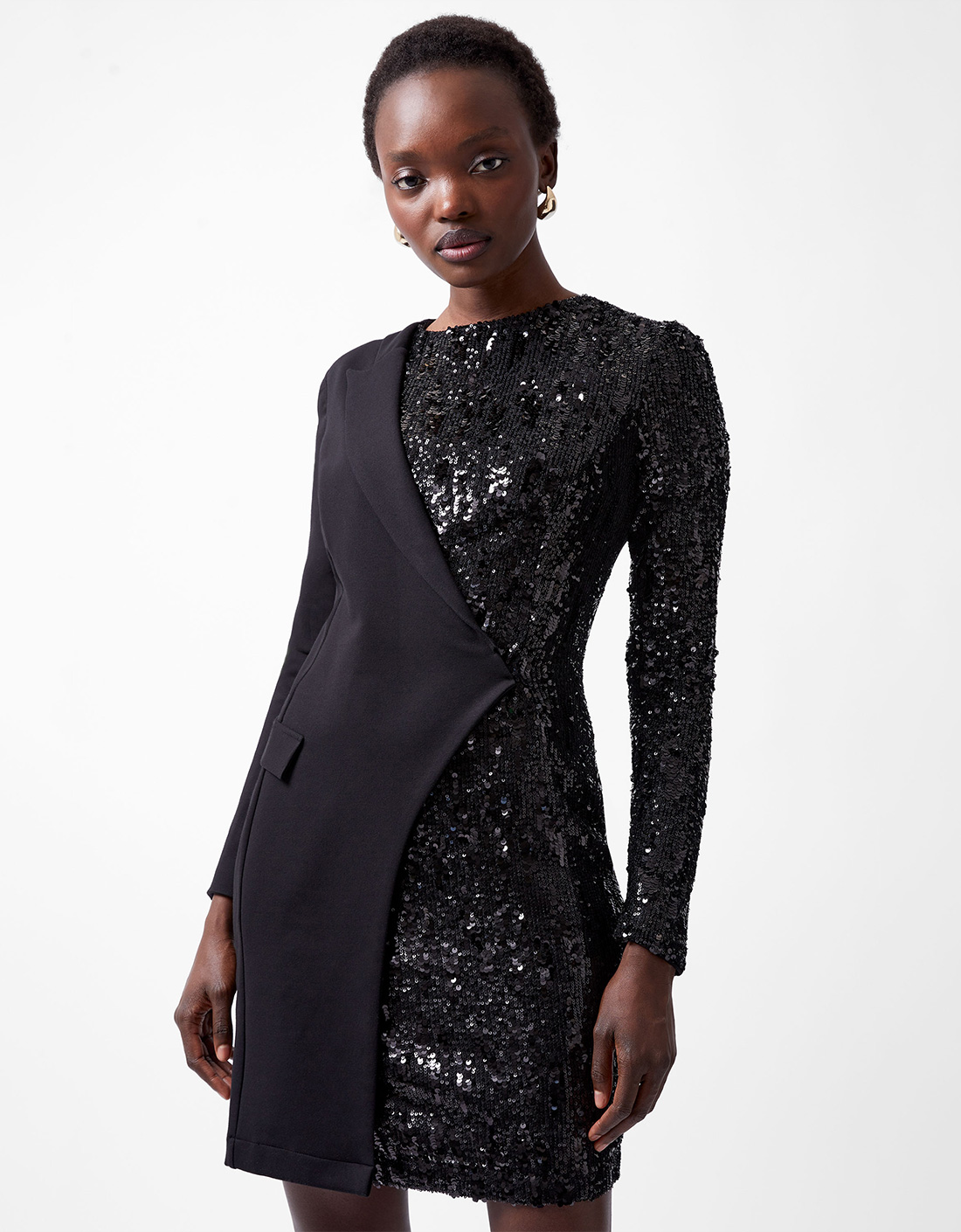 Xia Ponte Sequin Jersey Blazer Mini Dress