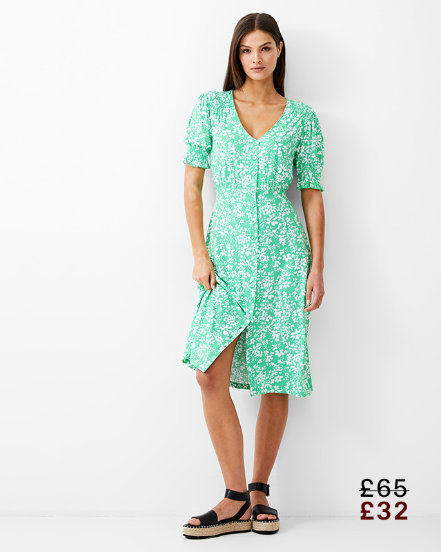 Florale Button-Through Midi Dress