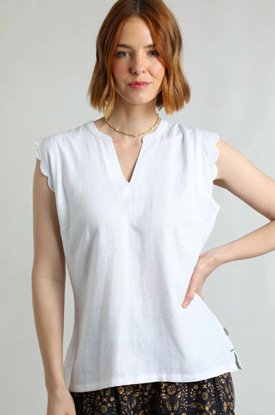 Tassie Scalloped Edge Linen Rich Vest