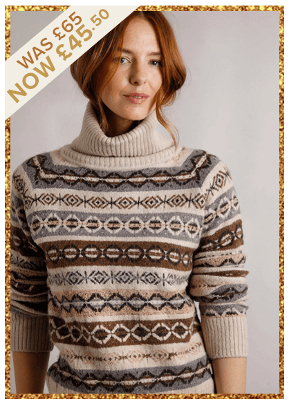 Annecy Eco Fair Isle Roll Neck Jumper