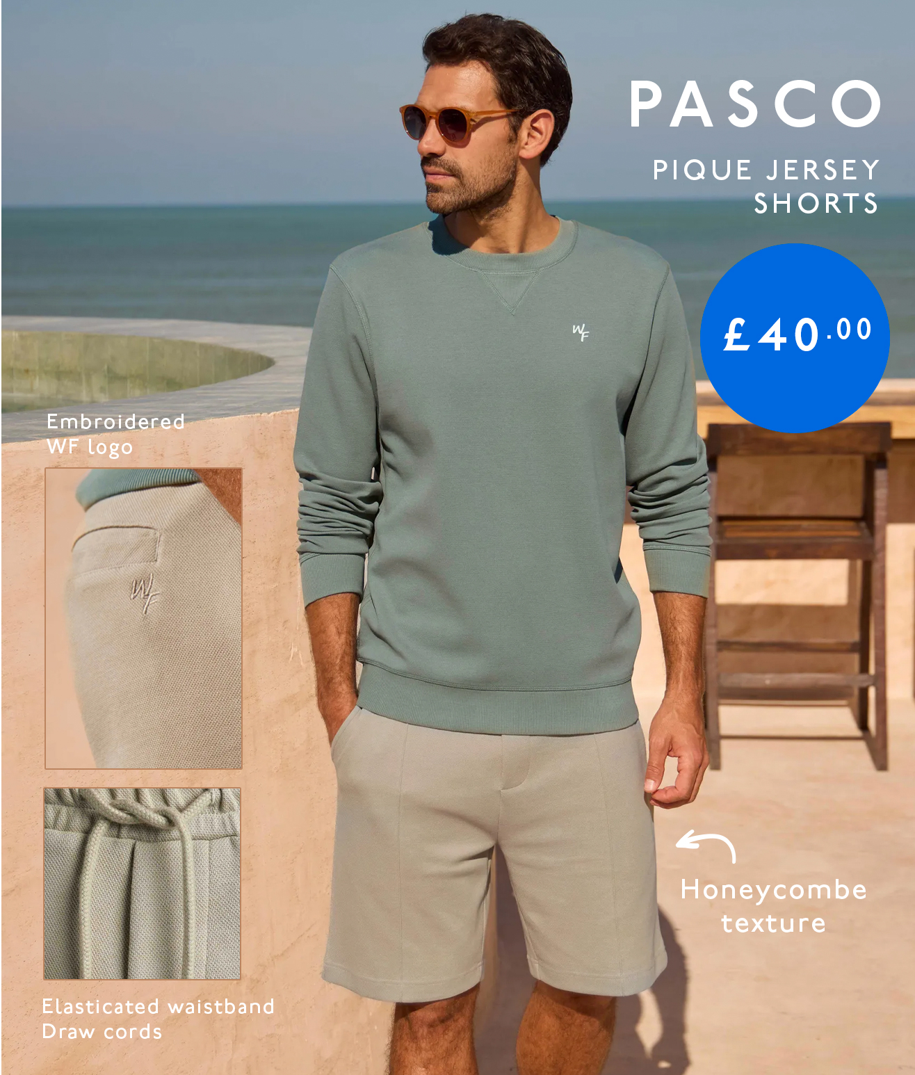 Pasco Pique Jersey Shorts Flint Stone