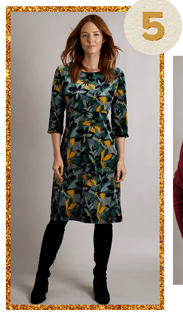 Rowena Eco Round Neck Velvet Dress