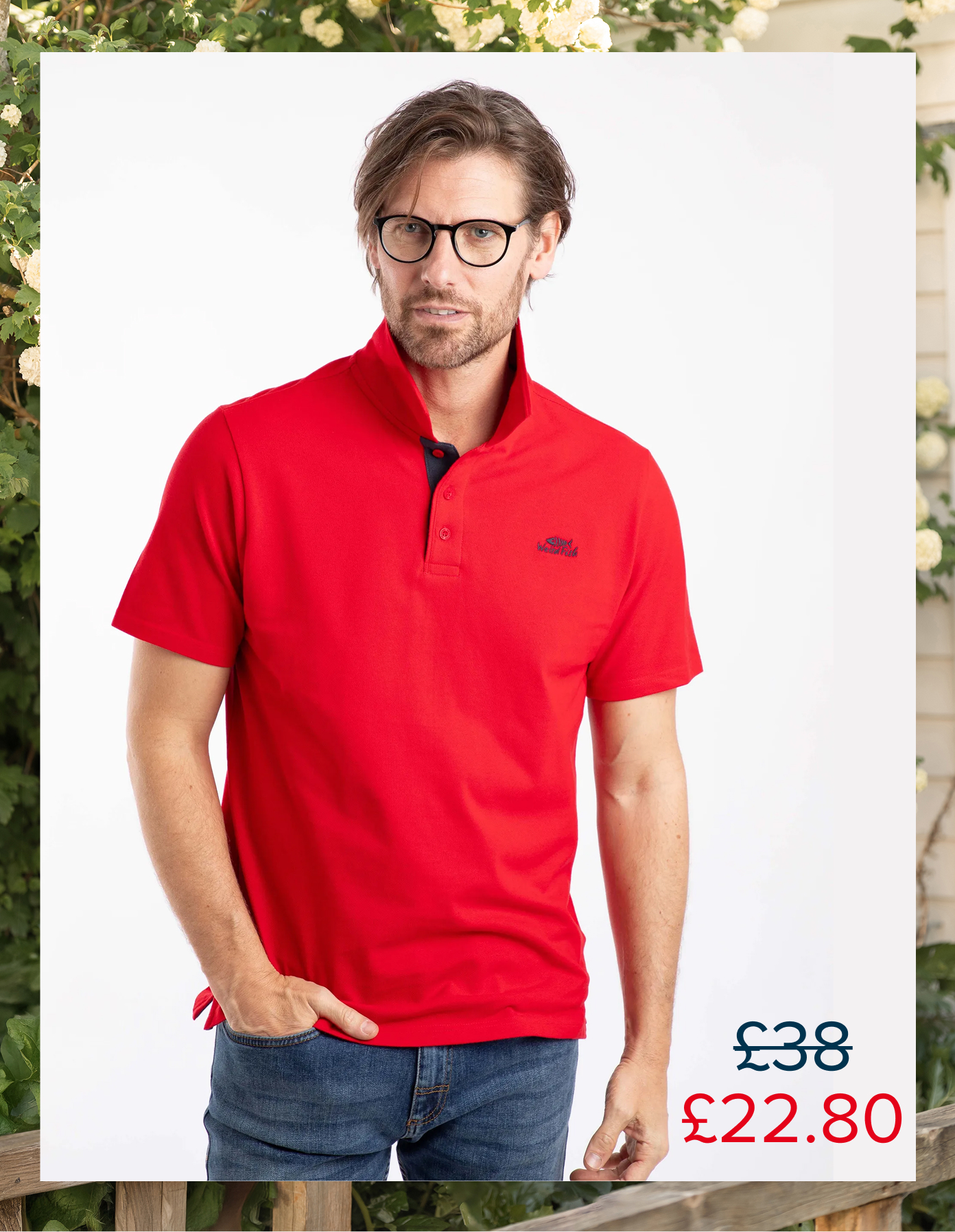 Miles Pique Polo Shirt Barberry Red Marl