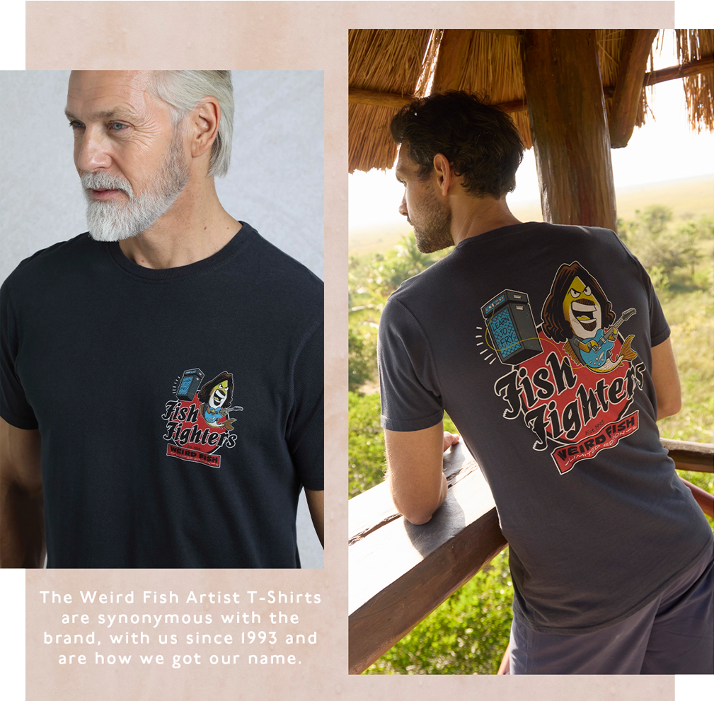 Fish Fighters Back Print Artist T-Shirt