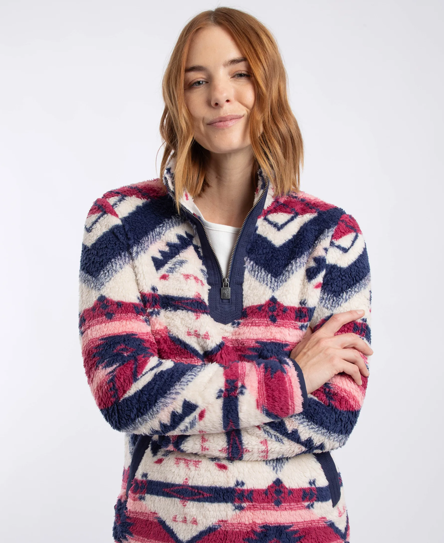 Sirena 1/4 Zip Printed Plush Popover