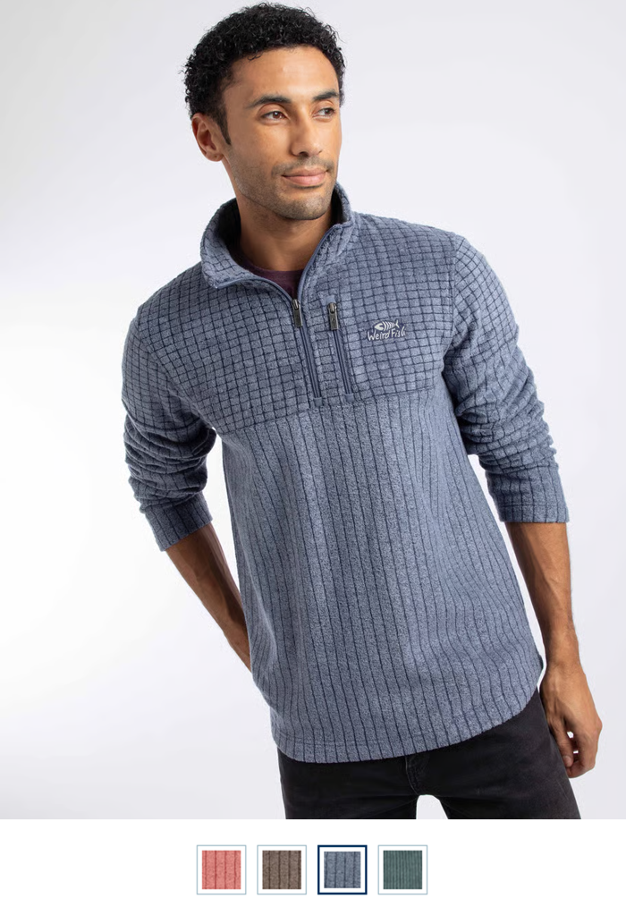 Longmont 1/4 Zip Stripe Grid Fleece