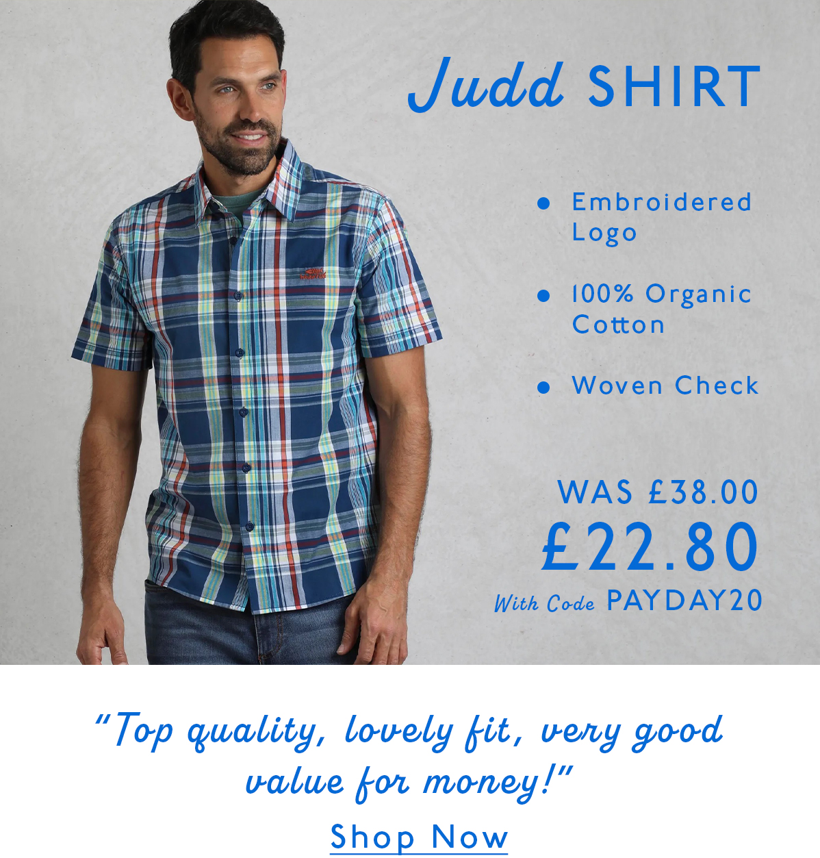 Judd Organic Cotton Short Sleeve Check Shirt