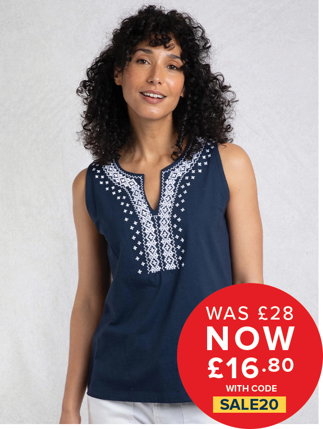 Tirtha Organic Cotton Embroidered Jersey Vest