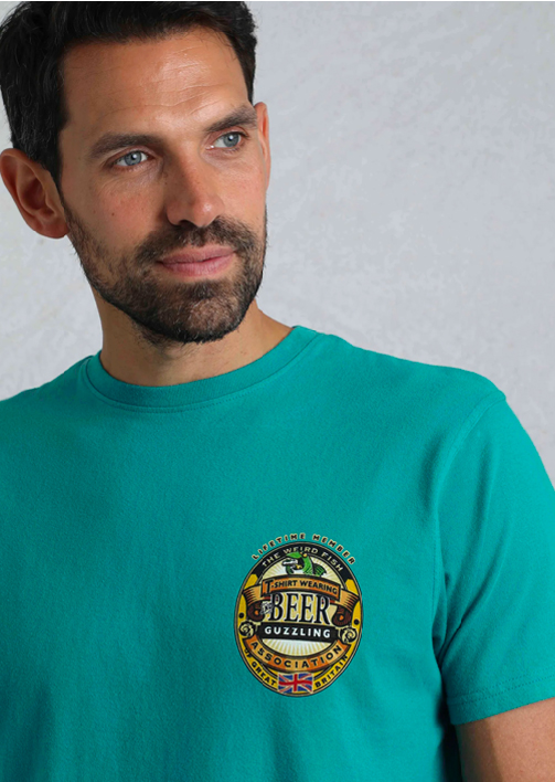 Beer Guzzling Back Print Artist T-Shirt
