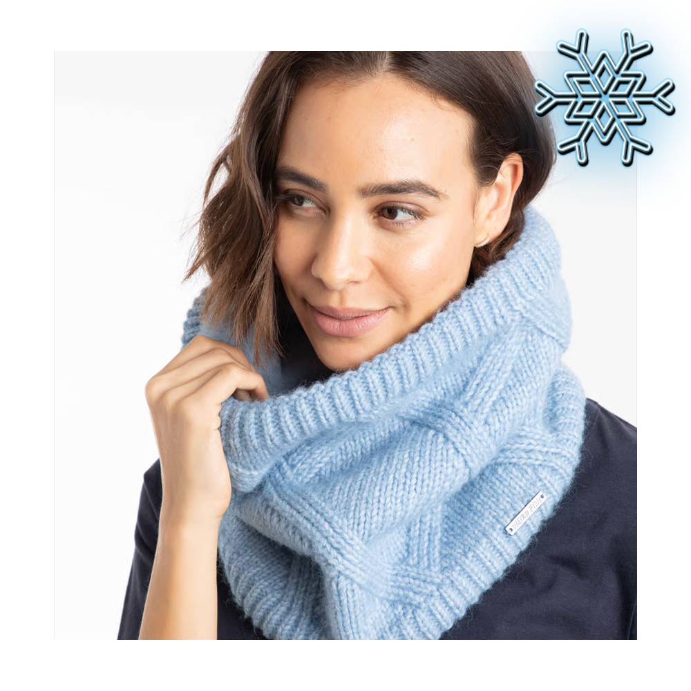 Candy Cable Knitted Faux Fur Lined Snood Lake Blue