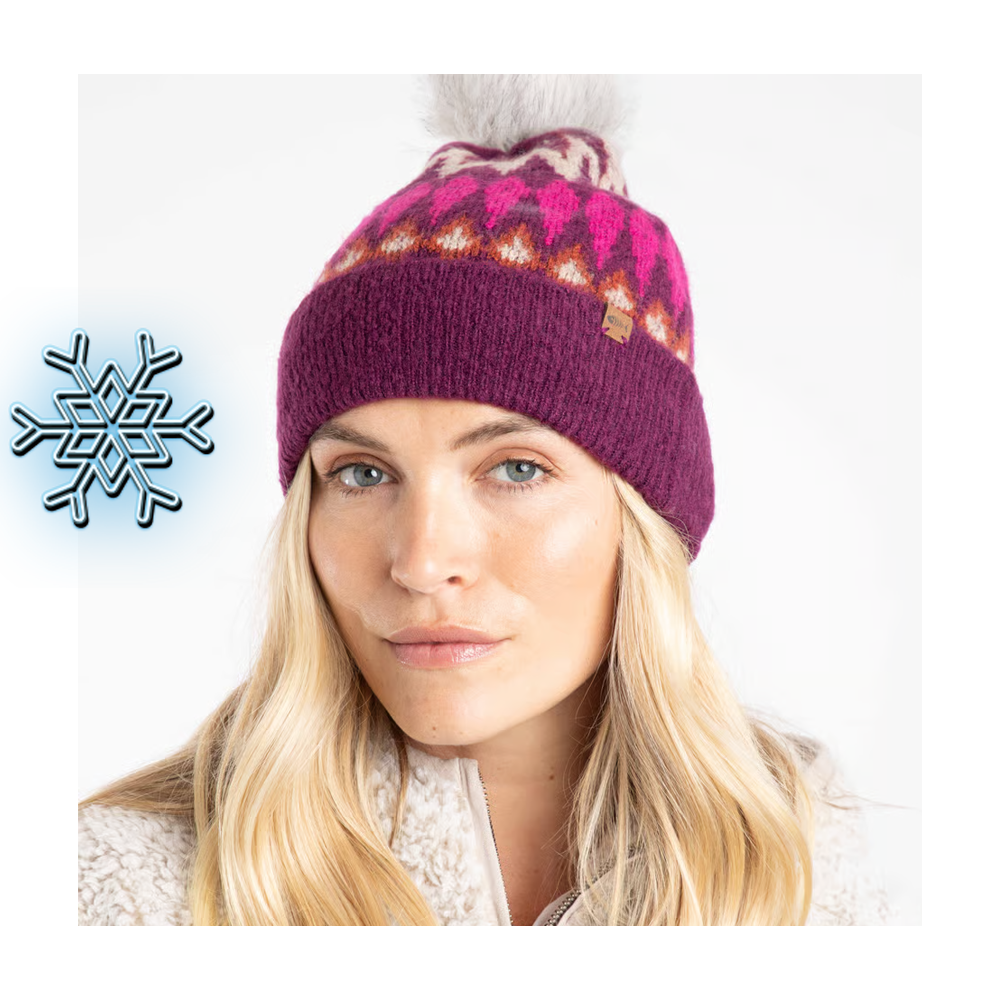 Frady Fair Isle Bobble Hat Beet