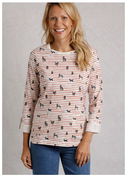 Anonna Organic Cotton Stripe Jersey T-Shirt Ecru