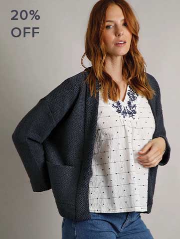Santosh Cropped Eco Macaroni Kimono Cardigan