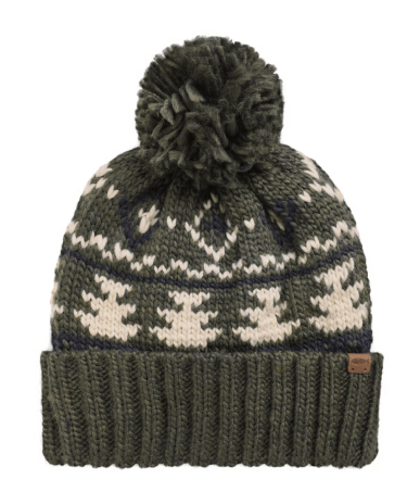 Scotsdale Fair Isle Bobble Hat Deep Lichen Green