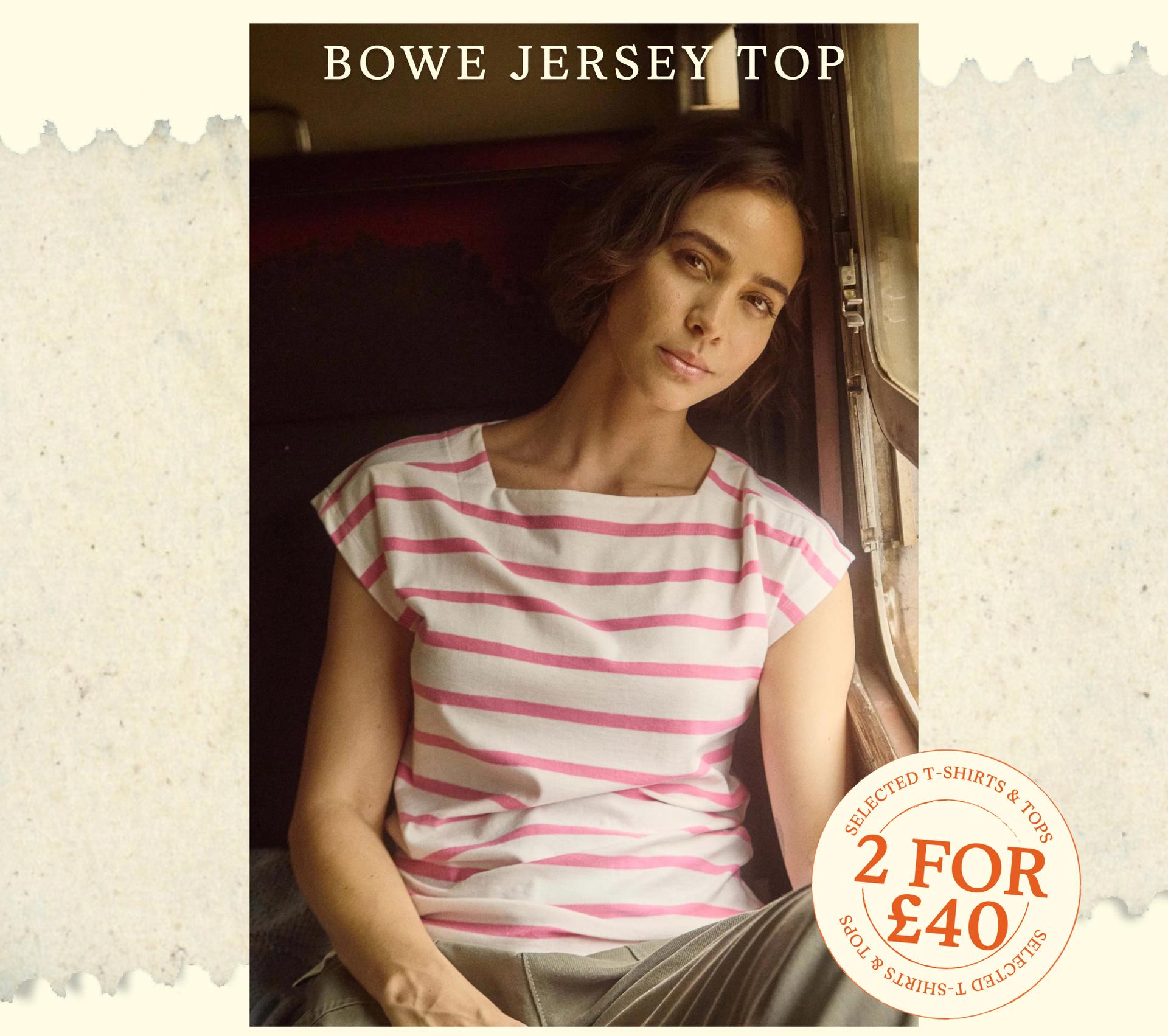 Bowe Striped Jersey T-Shirt Peony