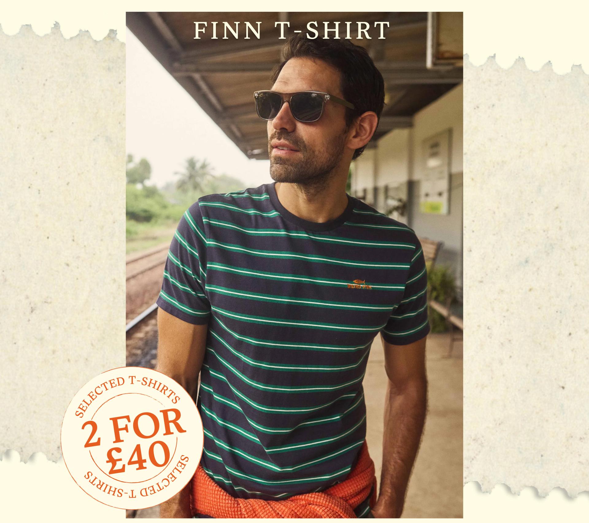 Finn Striped Branded T-Shirt Heritage Green