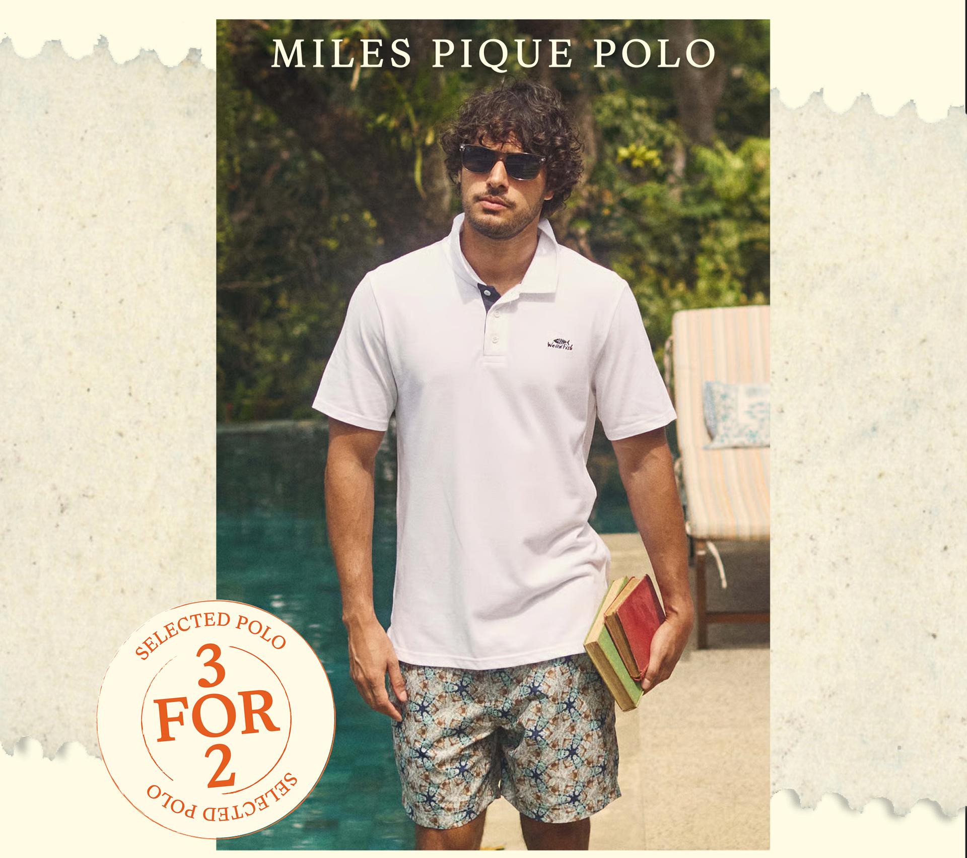 Miles Pique Polo Shirt White