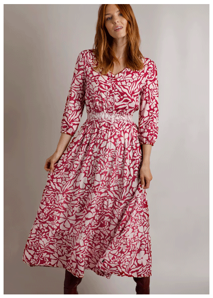 Isha LivaEco™ Printed Viscose Dress Antique Cherry