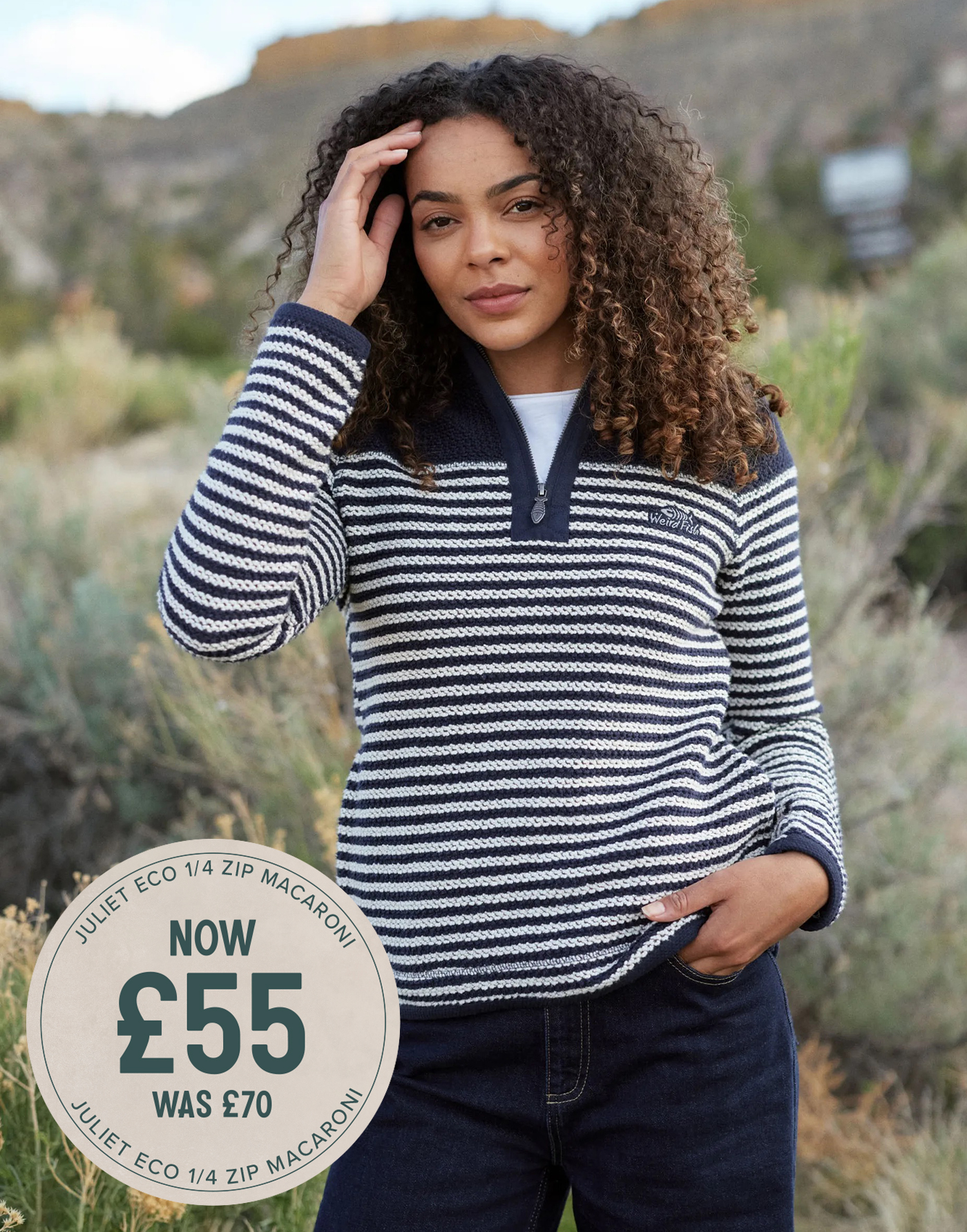 Juliet 1/4 Zip Stripe Eco Macaroni