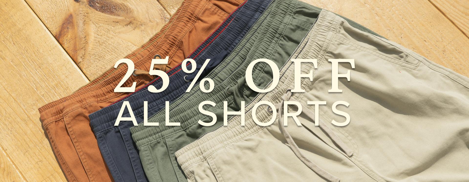 25% off all men's shorts