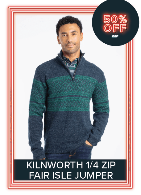 Kilnworth 1/4 Zip Fair Isle Jumper Navy