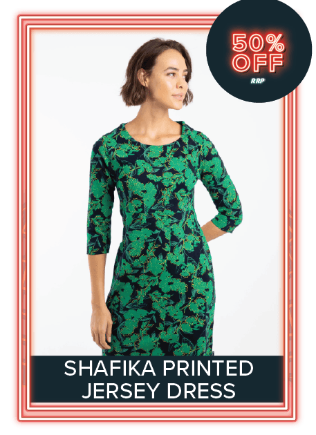Shafika Organic Cotton Printed Jersey Dress Night Blue