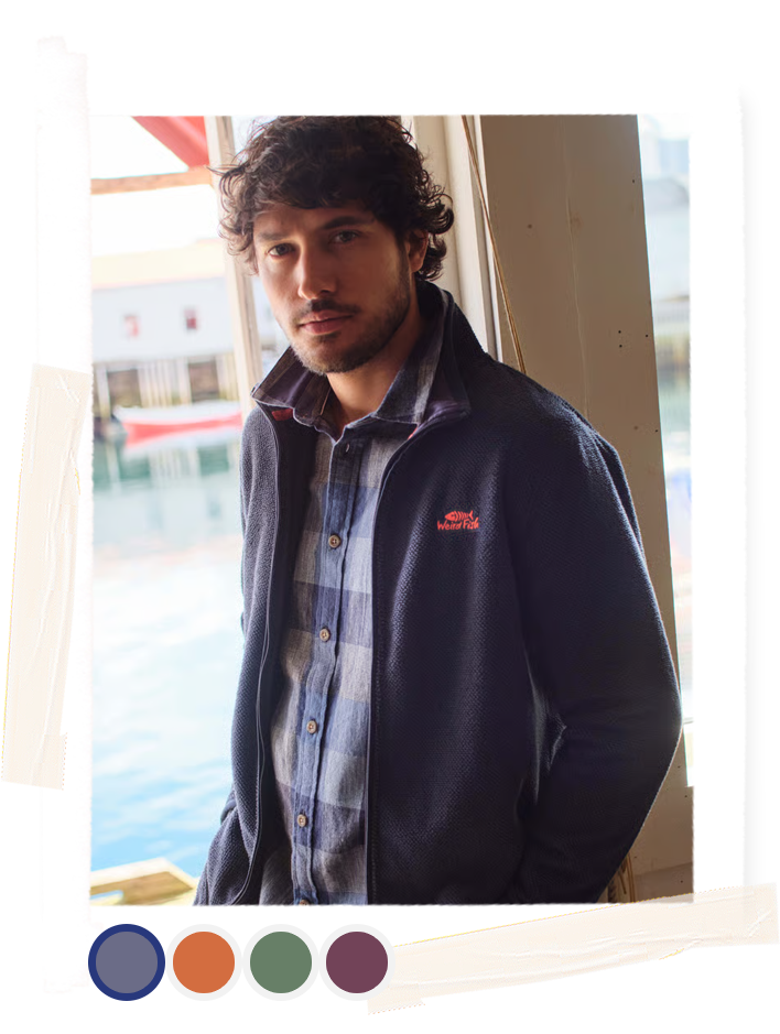Merrill Full Zip Textured Fleece Midnight