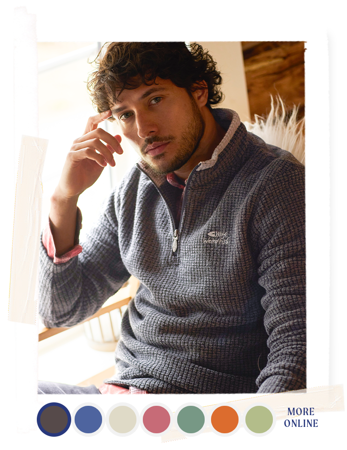 Newark 1/4 Zip Grid Fleece Washed Black