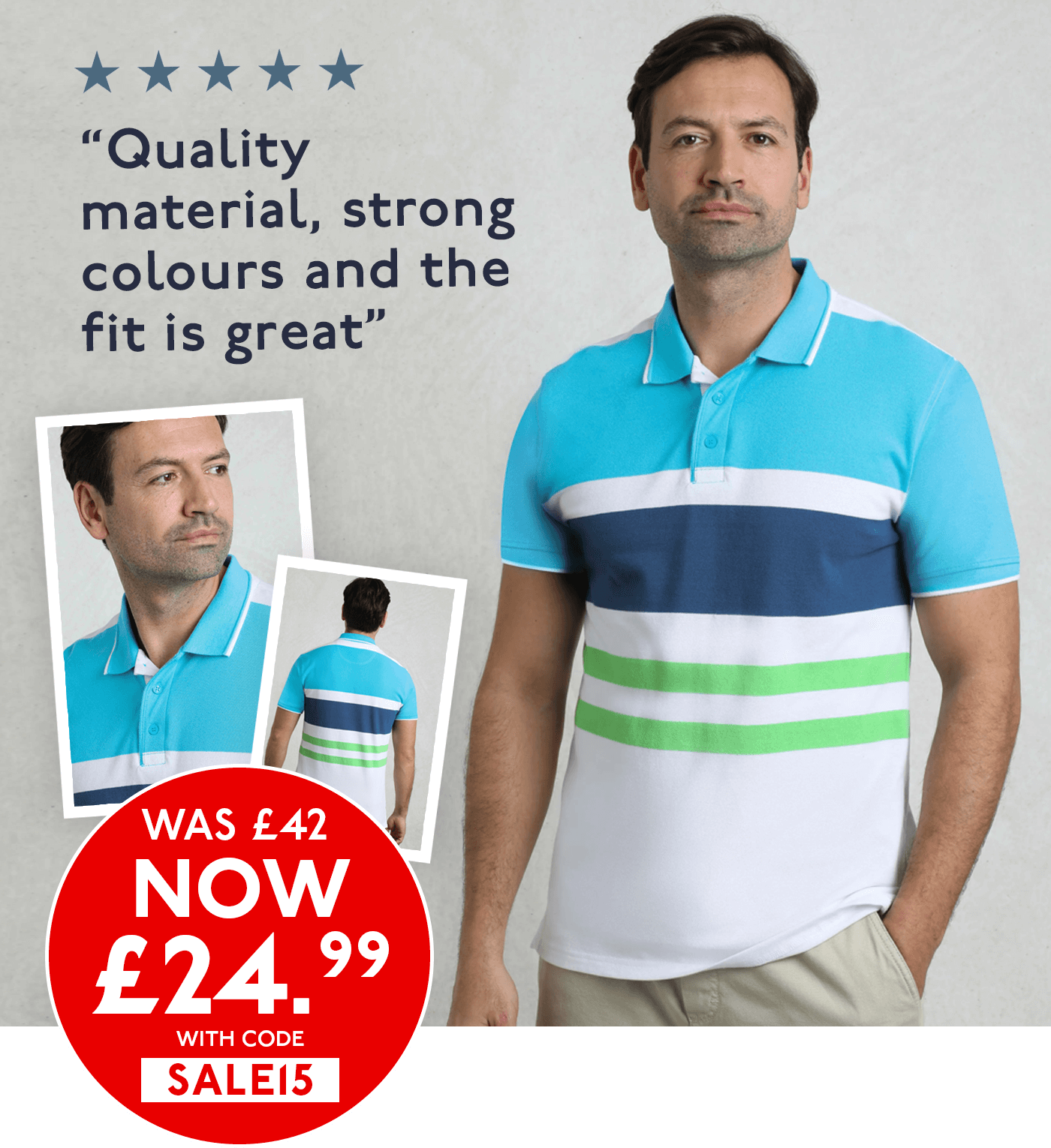Sunbury Organic Cotton Striped Pique Polo Shirt Oceano